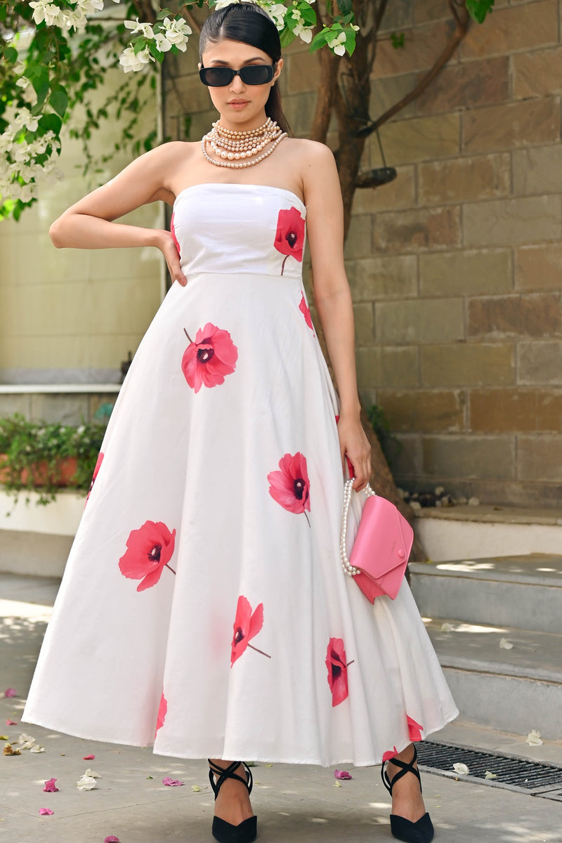 FLOWER TUBE DRESS IN BROWN main image 1